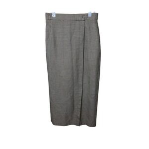 Worthington Brown Houndstooth Maxi Skirt Size‎ 10 Tall Made in USA Vintage